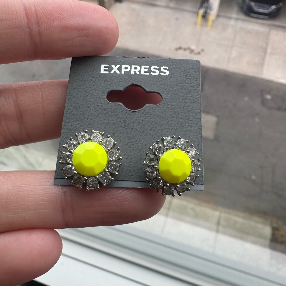 Express Neon Yellow and Silver Earrings